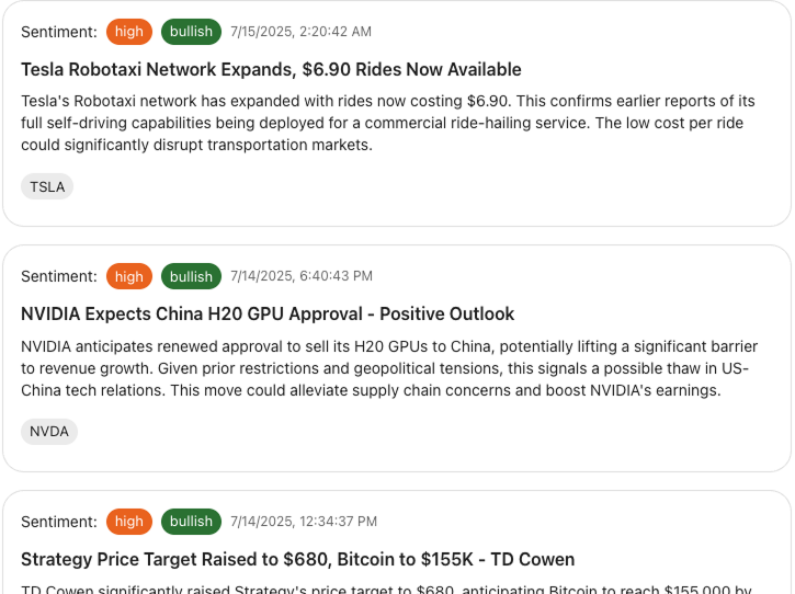 News Analysis Feature Screenshot