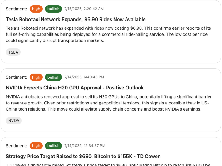 News Analysis Feature Screenshot